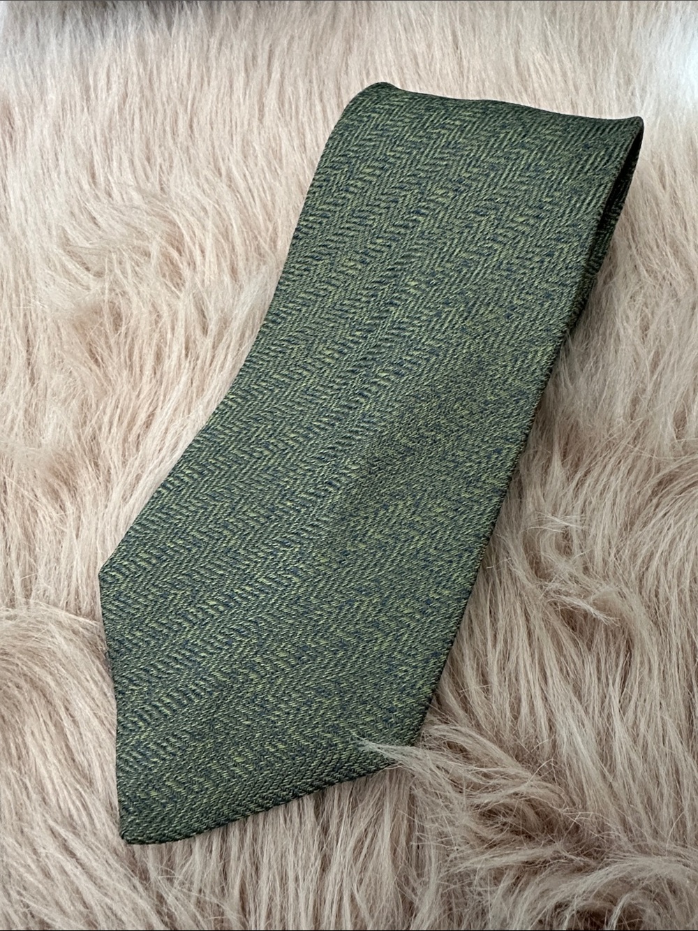 Valentino Green Herringbone Silk Tie